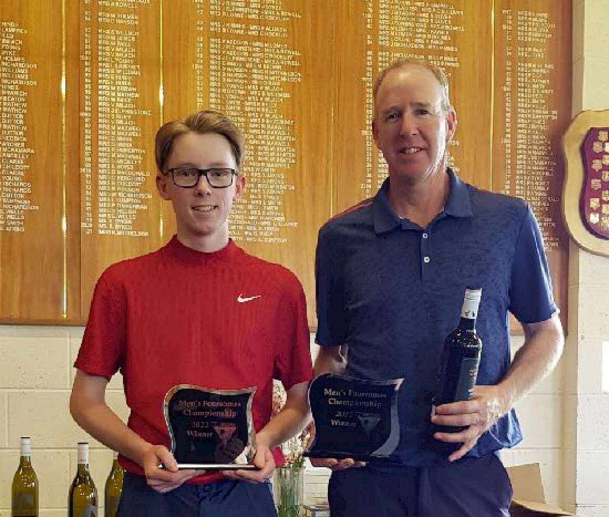 Hayden and Nathan Richardson father and son Foursome Champions.